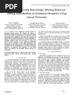 Factors Affecting Knowledge Sharing Behavior Among Stakeholders in Jordanian Hospitals Using Social Networks