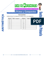 Ejercicios de Numeros Primos y Compuestos para Sexto de Primaria