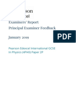 Examiners' Report Principal Examiner Feedback January 2019: Pearson Edexcel International GCSE in Physics (4PH0) Paper 2P