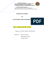 Position Paper IN Economic Development: Topic: Is Inflation Morally Wrong?