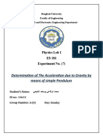 Determination of The Acceleration Due To Gravity by Means of Simple Pendulum