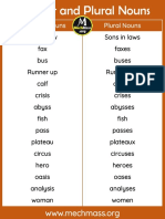 Singular Nouns Plural Nouns