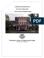 Academic Documents For M. Tech. Electrical (Control System Engineering)