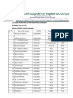 List of The Students Who Availed Institutional Scholarship Academic Year 2015-16 Details of Kahe Merit Scholarship