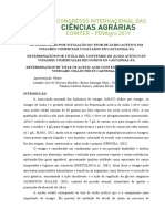 Determinação Por Titulação Do Teor de Ácido Acético em Vinagres Comerciais Coletados em Castanhal Pa