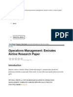 Operations Management: Emirates Airline Research Paper: o o o o o o o o