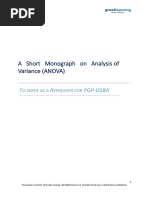 A Short Monograph On Analysis of Variance (ANOVA) : T R Pgp-Dsba