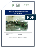 422ME-3 Production Engineering-3 Lab - Manual