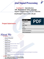 Digital Signal Processing: - Introduction, MS (Computer Engineering) NUST, Pakistan Mtjahangir17@ce - Ceme.edu - PK