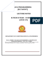 Java Programming (R17A0507) Lecture Notes B.Tech Ii Year - Ii Sem (R17) (2018-19)