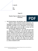 Schools of Thought Reaction Paper For Legal Philosophy