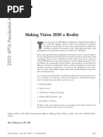 Making Vision 2020 A Reality: Ben F Massey, JR, PT, MA