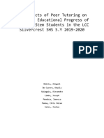 The Effects of Peer Tutoring On Student's Educational Progress of Grade 11 Stem Students in The LCC Silvercrest SHS S.Y 2019-2020