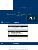 Operating Model - Lean / Just-In-Time' System: Topic 3