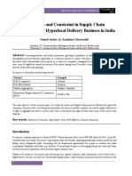 Challenges and Constraint in Supply Chain Management For Hyperlocal Delivery Business in India