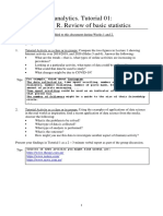 FIT3152 Data Analytics. Tutorial 01: Introduction To R. Review of Basic Statistics