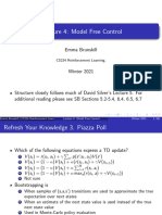 Lecture 4: Model Free Control: Emma Brunskill