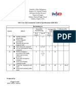 SHS Year End Assessment Table of Specifications 2020-2021 Bartending 11