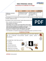 Área Personal Social: Prevenimos Los Accidentes en El Hogar