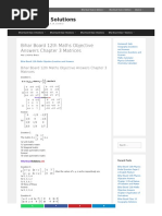 Bihar Board Solutions: Bihar Board 12th Maths Objective Answers Chapter 3 Matrices