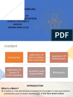 Application of Matrices in Business and Economics: Holiday Homework 2021-22