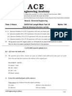 Branch: Electrical Engineering Time: 3 Hours GATE Full Length Mock Test - B Marks: 100