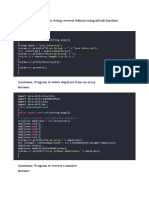 Questions: Program For String Reversal Without Using Inbuilt Function