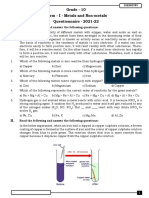 Grade - 10 Term - I - Metals and Non-Metals Questionnaire - 2021-22