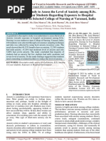 A Descriptive Study To Assess The Level of Anxiety Among B.Sc. Nursing 1st Year Students Regarding Exposure To Hospital Environment in Selected College of Nursing at Varanasi, India