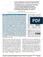 A Study To Assess The Effectiveness of Structured Teaching Programme On Knowledge Regarding Exclusive Breastfeeding Among Nursing Mothers in Postnatal Ward of Selected Maternity Settings at Lucknow