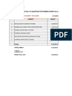 Architect: Arcop Project: Kinshasa: Subject: Abstract of Bill of Quantities For Pumbing Works Villa Development