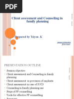 Client Assessment and Counseling in Family Planning: Prepared by Tsiyon .K