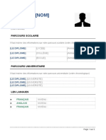 CV Pour Une Demande de Bourse D'étude Classique