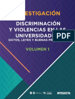 Informe Discriminacion y Violencias en Las Universidades Datos Leyes y Buenas Practicas Volumen I