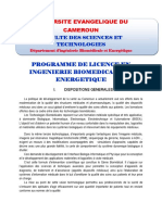 Projet de Programme de Licence en Sciences Biomedicales-Fst-Uec