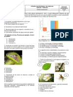 Examen Tercer Periodo 5° Ciencias.