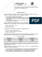 Lista de Exercicios - Equilibrios - Acidez e Basicidade - Quimica Geral