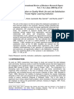 Employees' Perception On Quality Work Life and Job Satisfaction in A Private Higher Learning Institution