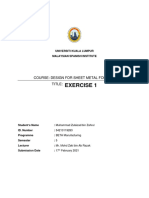 Exercise 1: Course: Design For Sheet Metal Forming Title