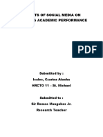 Effects of Social Media On Students Academic Performance Chapter 1 and 2