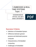 Ec8791-Embedded & Real Time Systems Topic - 1: B.Manikandan Ap/Ece, Uce (Bit) Anna University