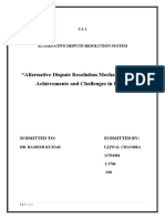 Alternative Dispute Resolution Mechanism and Its Achievements and Challenges in India