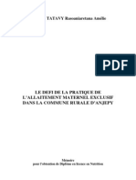 Le Défi de La Pratique de L'allaitement Maternel Exclusif Dans La Commune Rurale D'anjepy (TATAVY Rasoaniaretana Amélie - 2006)