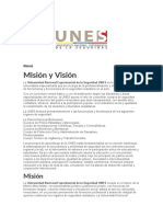 Mision y Vision Objetivo de La UNES