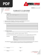 Warranty Claim Form