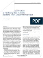 Chloride Corrosion Threshold of Reinforcing Steel in Alkaline Solutions-Open-Circuit Immersion Tests