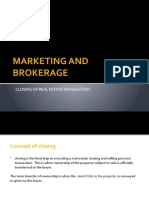 MARKETING AND BROKERAGE Closing