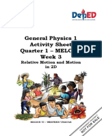 GenPhysics1 - Q1MELC20W3 Relative Motion and Motion in 2D