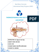 Thermodynamics and Heat Transfer Lab Report: Bach Khoa University Office For International Study Programs (OISP)