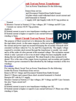 Short Circuit Test On Power Transformer: Procedure